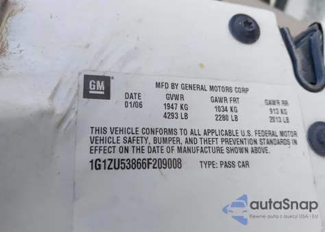 2006 Chevrolet Malibu Ltz из США, поврежденный, VIN 1G1ZU53866F209008